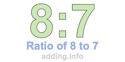 Ratio of 8 to 7 Ratio of 8 to 7