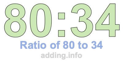 Ratio of 80 to 34 Ratio of 80 to 34