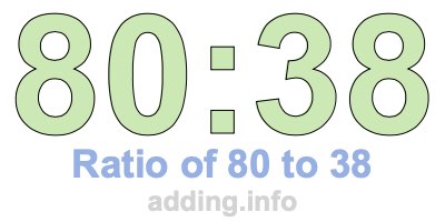 Ratio of 80 to 38 Ratio of 80 to 38