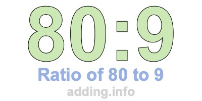 Ratio of 80 to 9 Ratio of 80 to 9