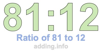 Ratio of 81 to 12 Ratio of 81 to 12