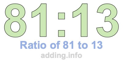 Ratio of 81 to 13 Ratio of 81 to 13