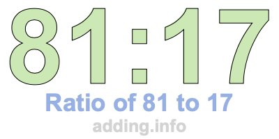 Ratio of 81 to 17 Ratio of 81 to 17