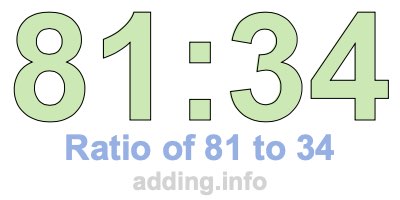 Ratio of 81 to 34 Ratio of 81 to 34