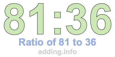 Ratio of 81 to 36 Ratio of 81 to 36