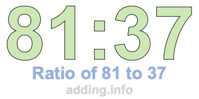 Ratio of 81 to 37 Ratio of 81 to 37