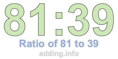 Ratio of 81 to 39 Ratio of 81 to 39
