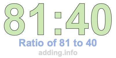 Ratio of 81 to 40 Ratio of 81 to 40