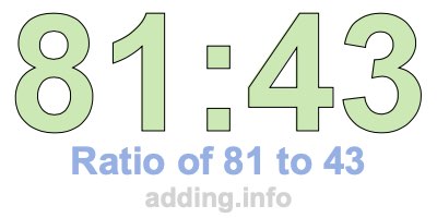 Ratio of 81 to 43 Ratio of 81 to 43