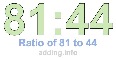 Ratio of 81 to 44 Ratio of 81 to 44