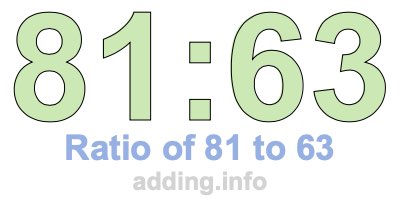 Ratio of 81 to 63 Ratio of 81 to 63