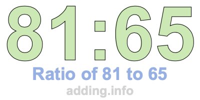 Ratio of 81 to 65 Ratio of 81 to 65