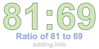 Ratio of 81 to 69 Ratio of 81 to 69