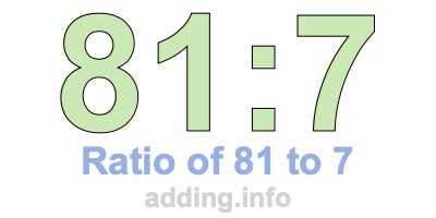 Ratio of 81 to 7 Ratio of 81 to 7
