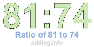 Ratio of 81 to 74 Ratio of 81 to 74