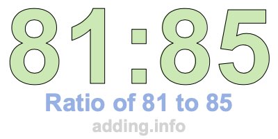 Ratio of 81 to 85 Ratio of 81 to 85