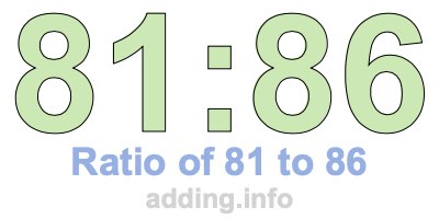 Ratio of 81 to 86 Ratio of 81 to 86