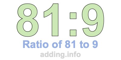 Ratio of 81 to 9 Ratio of 81 to 9