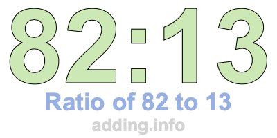 Ratio of 82 to 13 Ratio of 82 to 13