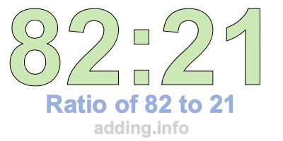 Ratio of 82 to 21 Ratio of 82 to 21