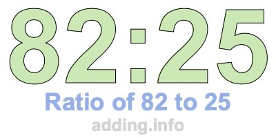 Ratio of 82 to 25 Ratio of 82 to 25