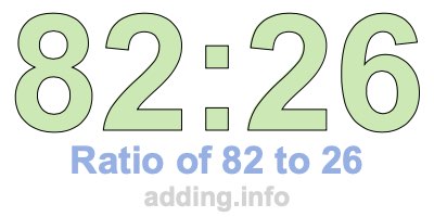 Ratio of 82 to 26 Ratio of 82 to 26