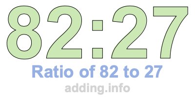 Ratio of 82 to 27 Ratio of 82 to 27