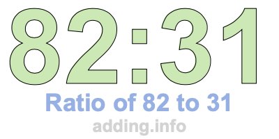 Ratio of 82 to 31 Ratio of 82 to 31