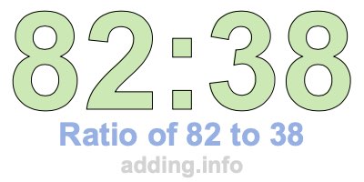 Ratio of 82 to 38 Ratio of 82 to 38