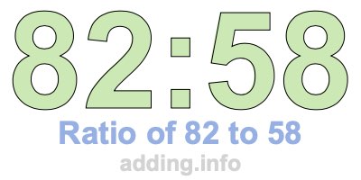 Ratio of 82 to 58 Ratio of 82 to 58