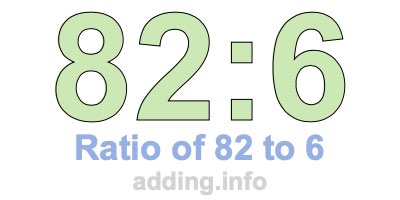 Ratio of 82 to 6 Ratio of 82 to 6
