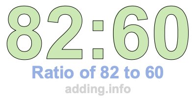 Ratio of 82 to 60 Ratio of 82 to 60
