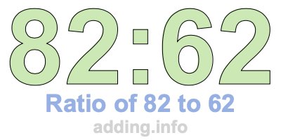 Ratio of 82 to 62 Ratio of 82 to 62