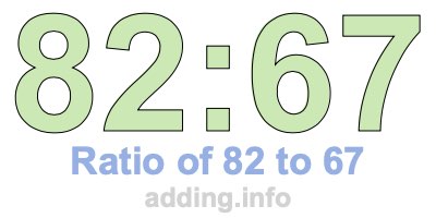 Ratio of 82 to 67 Ratio of 82 to 67