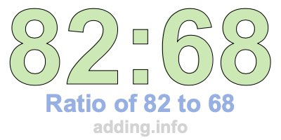 Ratio of 82 to 68 Ratio of 82 to 68