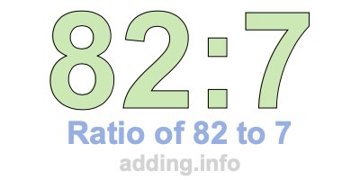 Ratio of 82 to 7 Ratio of 82 to 7