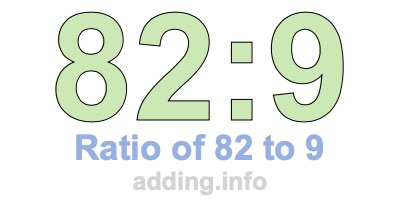 Ratio of 82 to 9 Ratio of 82 to 9