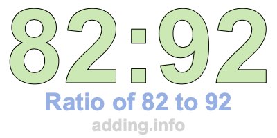 Ratio of 82 to 92 Ratio of 82 to 92