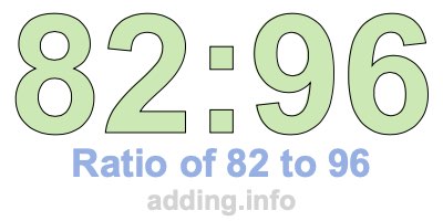 Ratio of 82 to 96 Ratio of 82 to 96