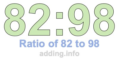 Ratio of 82 to 98 Ratio of 82 to 98