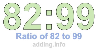 Ratio of 82 to 99 Ratio of 82 to 99