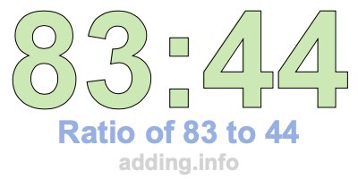 Ratio of 83 to 44 Ratio of 83 to 44