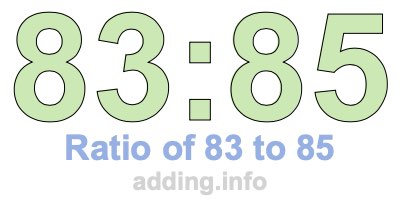 Ratio of 83 to 85 Ratio of 83 to 85