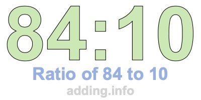 Ratio of 84 to 10 Ratio of 84 to 10