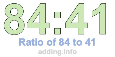 Ratio of 84 to 41 Ratio of 84 to 41