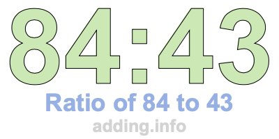 Ratio of 84 to 43 Ratio of 84 to 43