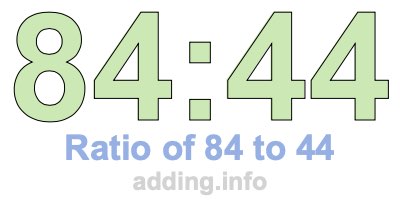 Ratio of 84 to 44 Ratio of 84 to 44