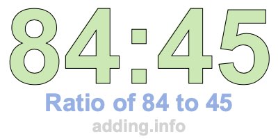 Ratio of 84 to 45 Ratio of 84 to 45