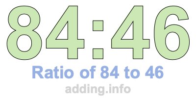 Ratio of 84 to 46 Ratio of 84 to 46