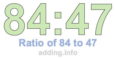 Ratio of 84 to 47 Ratio of 84 to 47